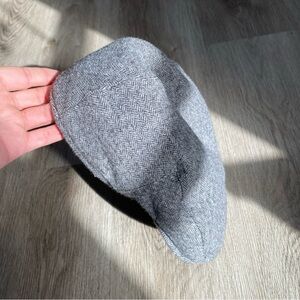 Gray Herringbone Flat Cap